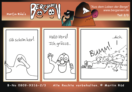 Eine Clownnase f&uuml;r den Kleinen Berg; Klicken Sie hier f&uuml;r n&auml;chsten Comic-Teil!